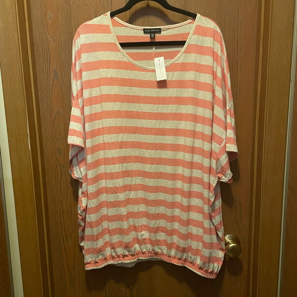 NWT Lane Bryant  26/28 Peach & Tan Stripe T-shirt!